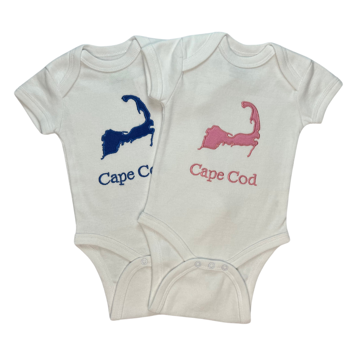 Cape Cod Map Embroidered Onesie Blue