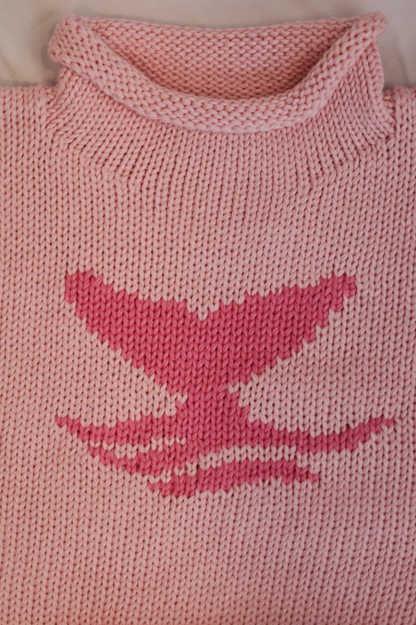 Roll Neck Whale Tail Sweater Pink
