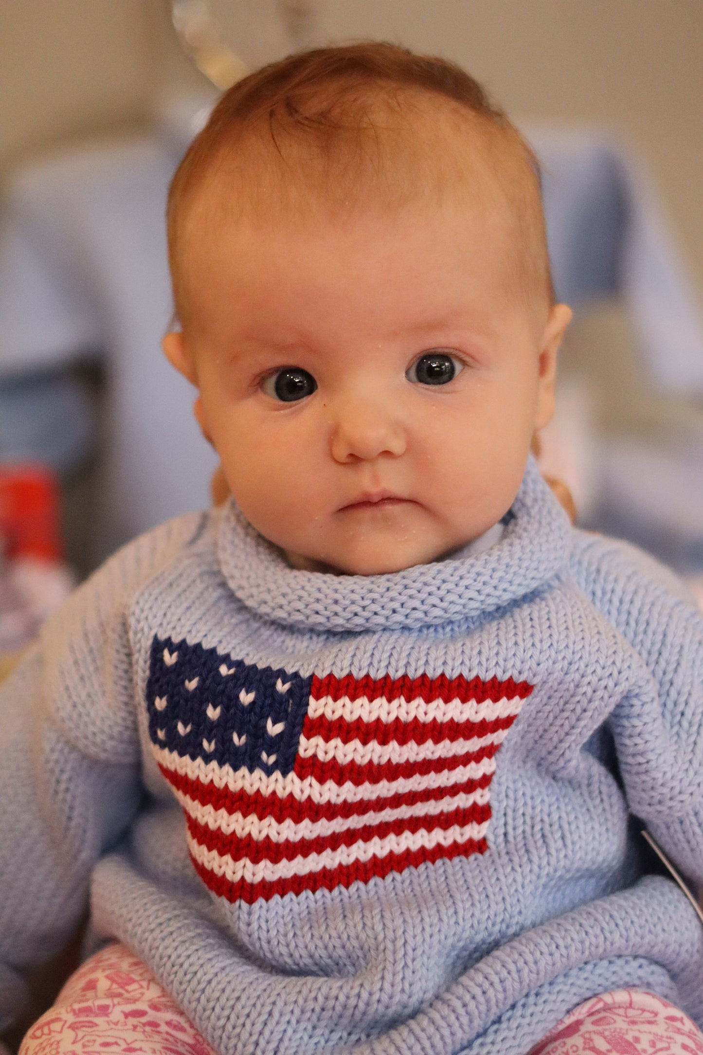Roll Neck American Flag Sweater Blue