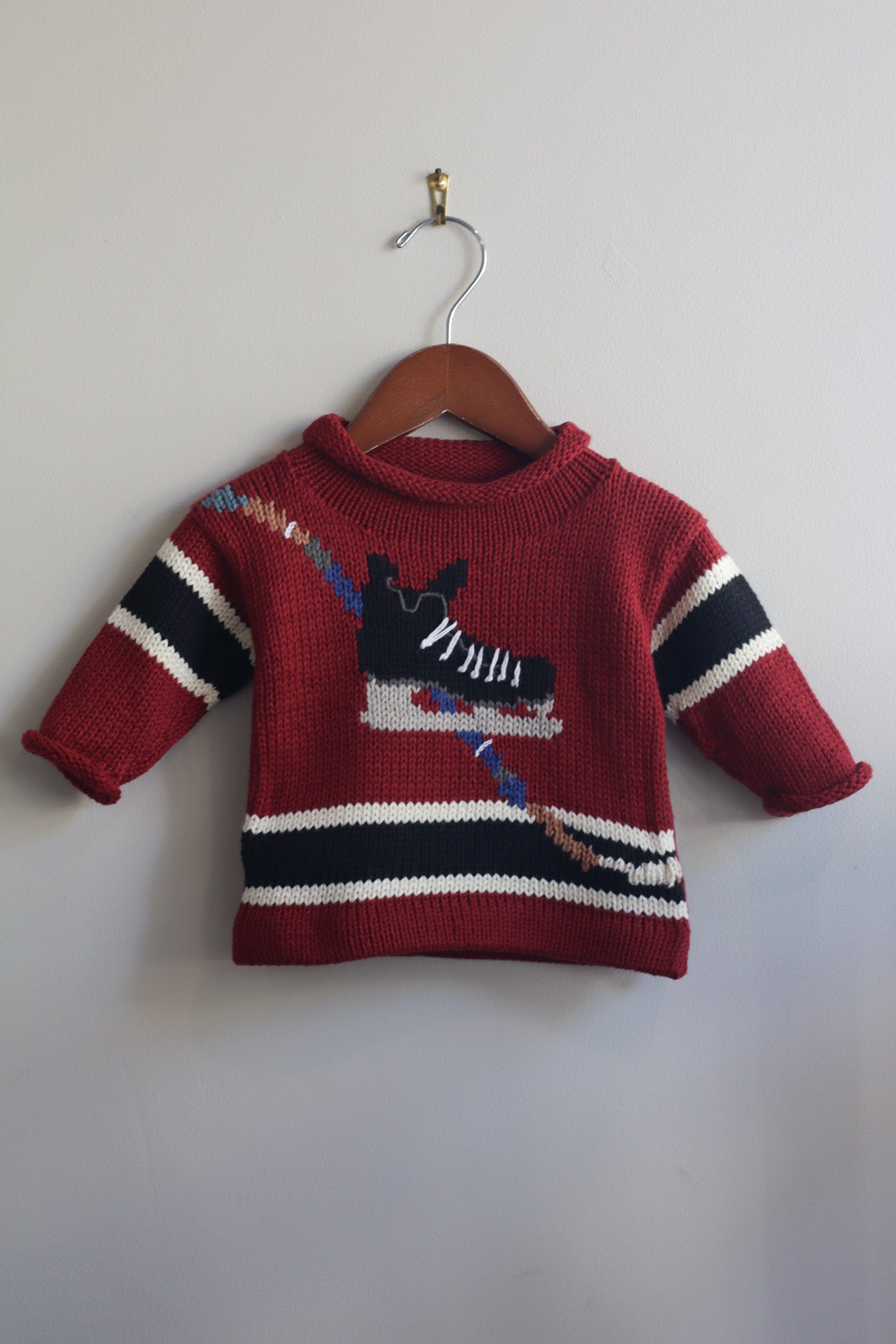 Roll Neck Hockey Sweater Burgundy
