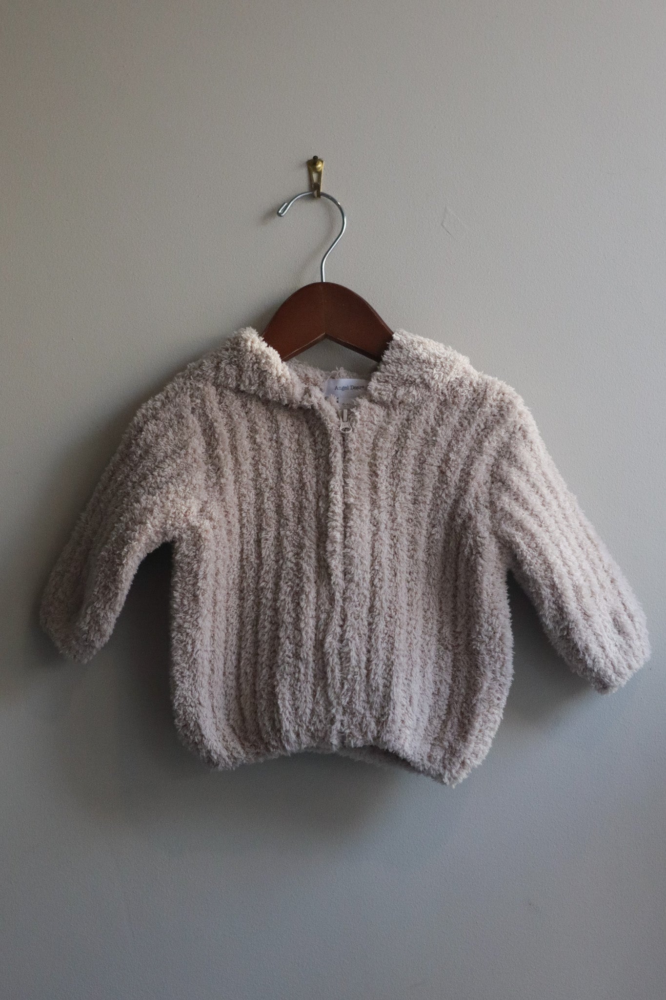 Chenille Hooded Jacket with Striped Texture
