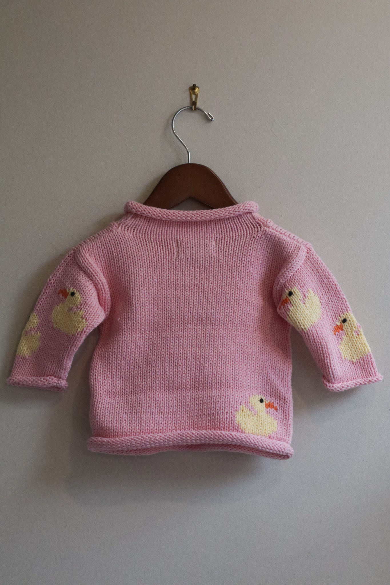 Roll Neck Ducks All Over Sweater Pink