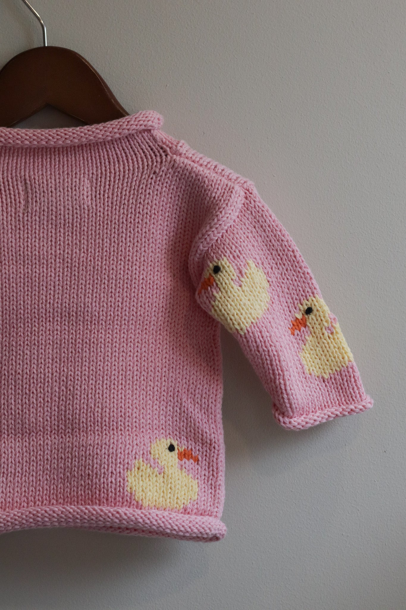 Roll Neck Ducks All Over Sweater Pink