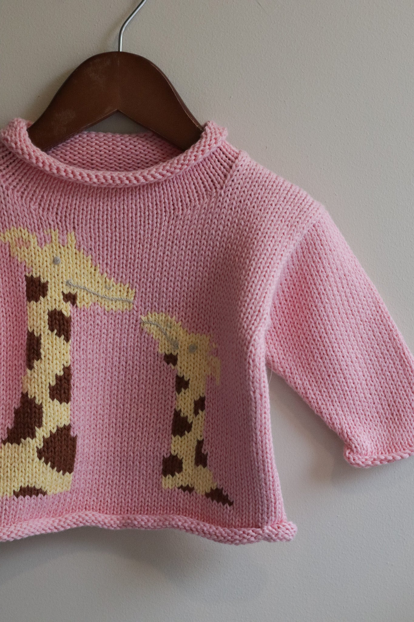 Roll Neck Giraffe Sweater Pink