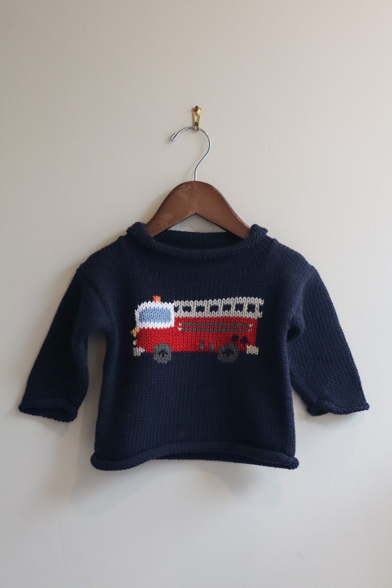 Roll Neck Fire Truck Sweater