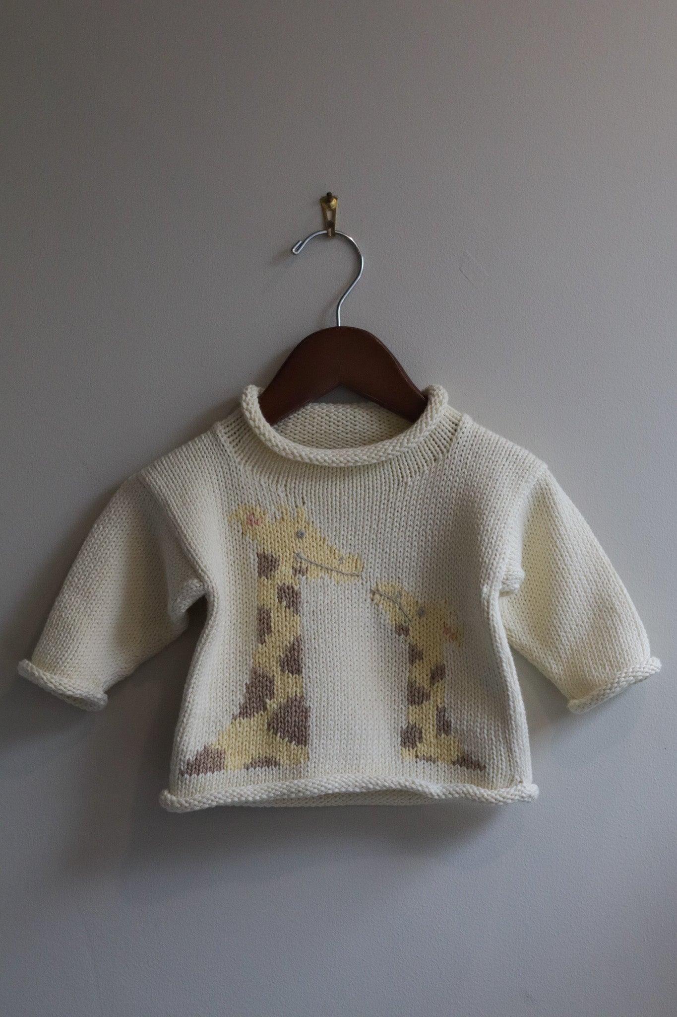 Roll Neck Giraffe Sweater Cream