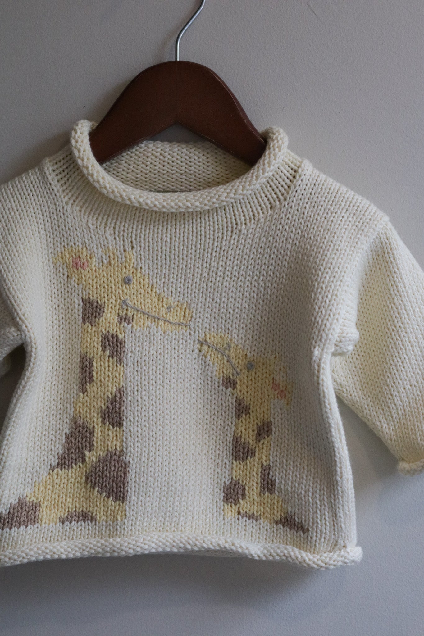 Roll Neck Giraffe Sweater Cream