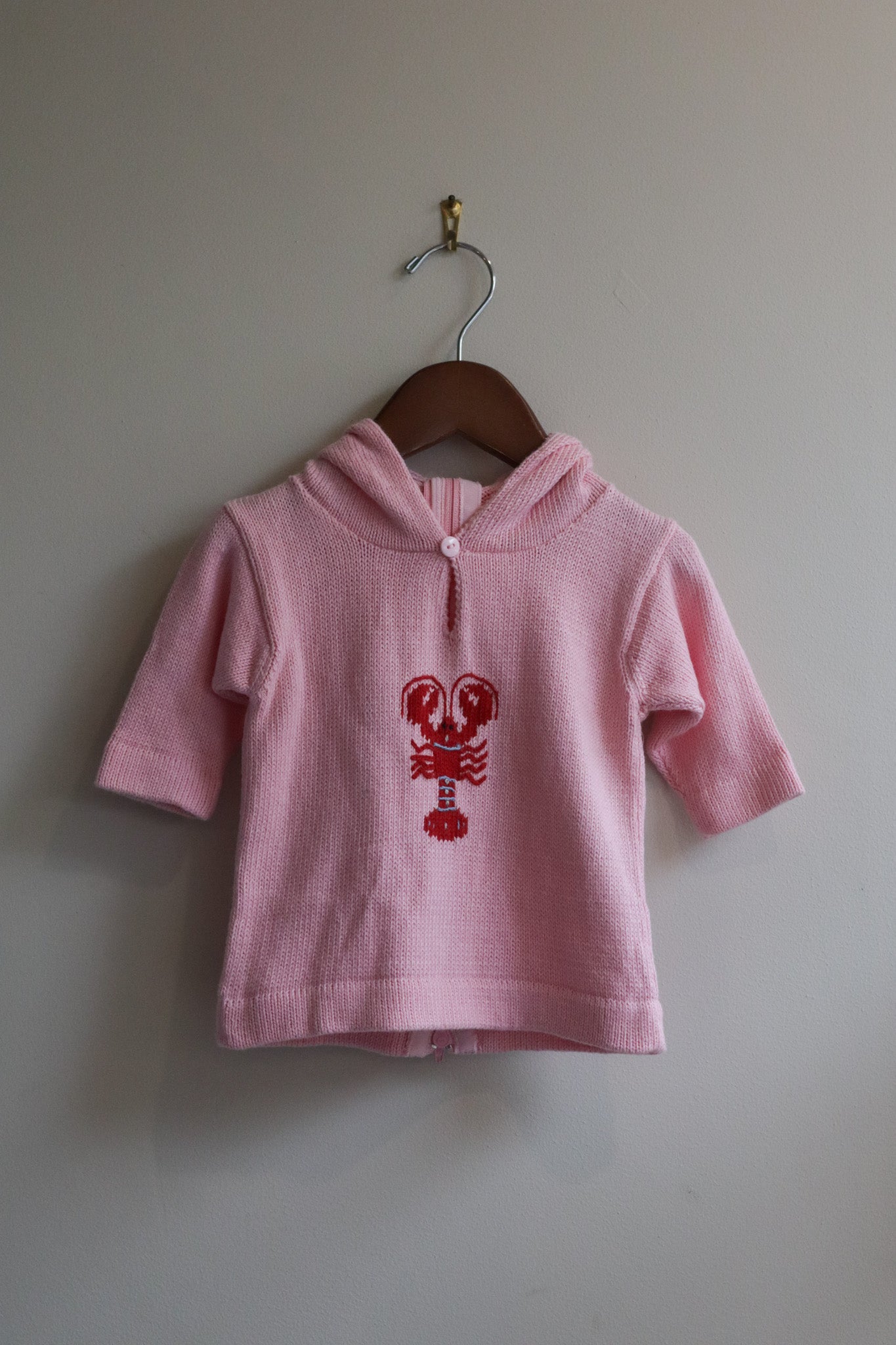 Hooded Backzip Lobster Sweater Pink