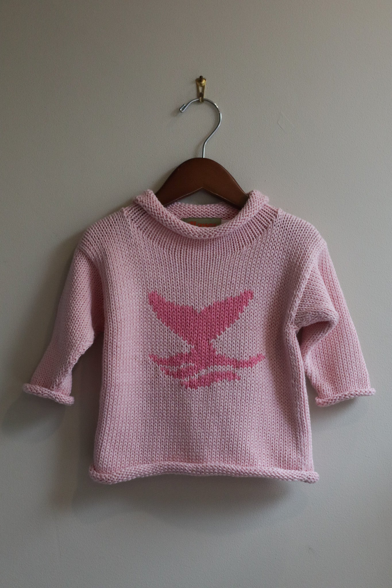 Roll Neck Whale Tail Sweater Pink