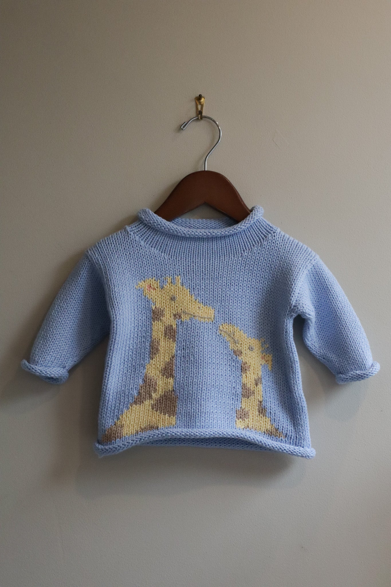 Roll Neck Giraffe Sweater Blue