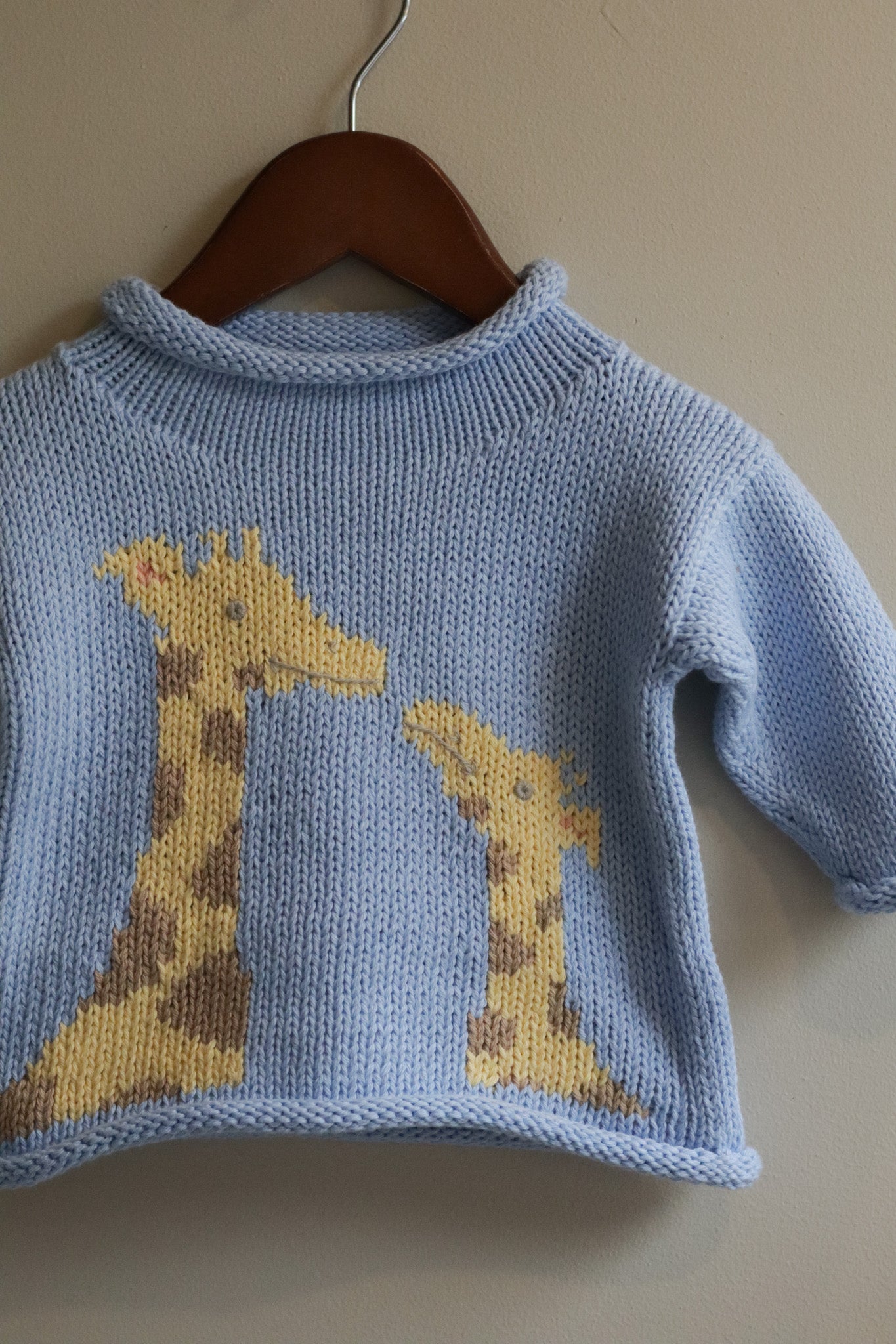 Roll Neck Giraffe Sweater Blue