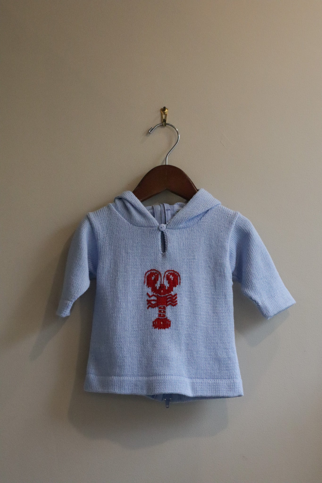 Hooded Backzip Lobster Sweater Blue