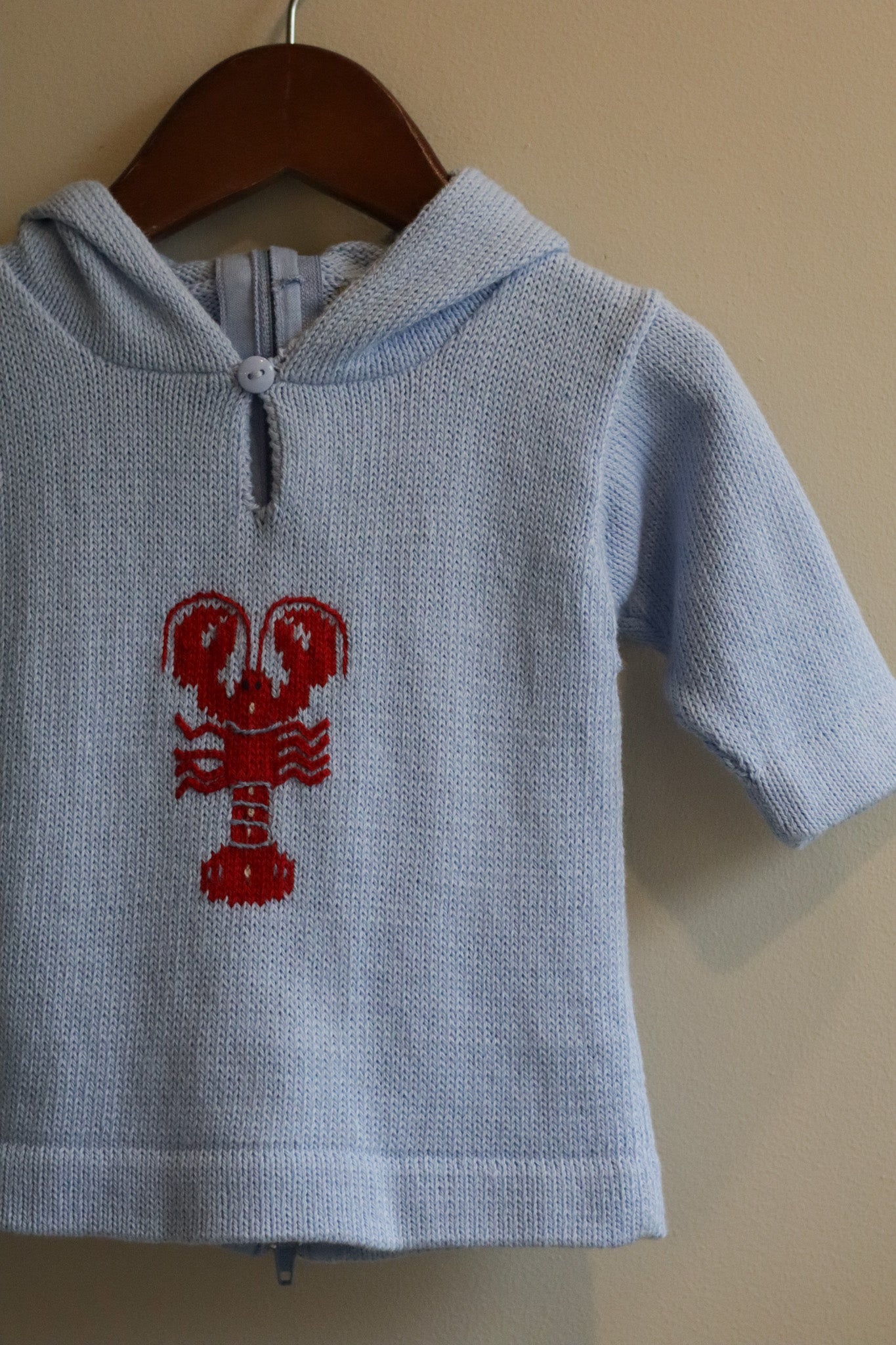 Hooded Backzip Lobster Sweater Blue