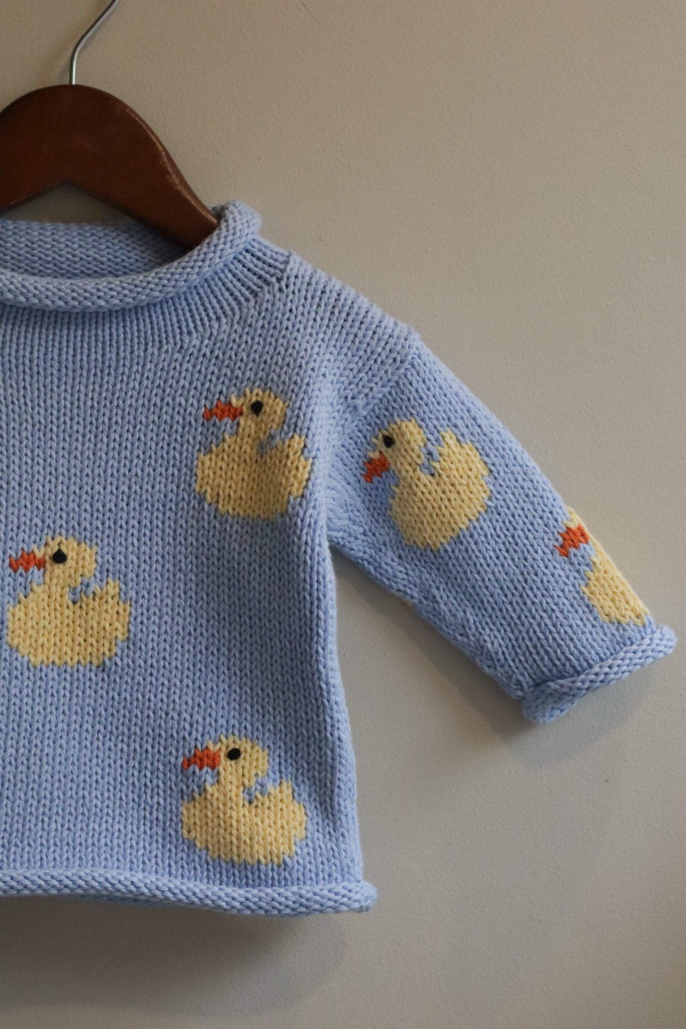 Roll Neck Ducks All Over Sweater Blue