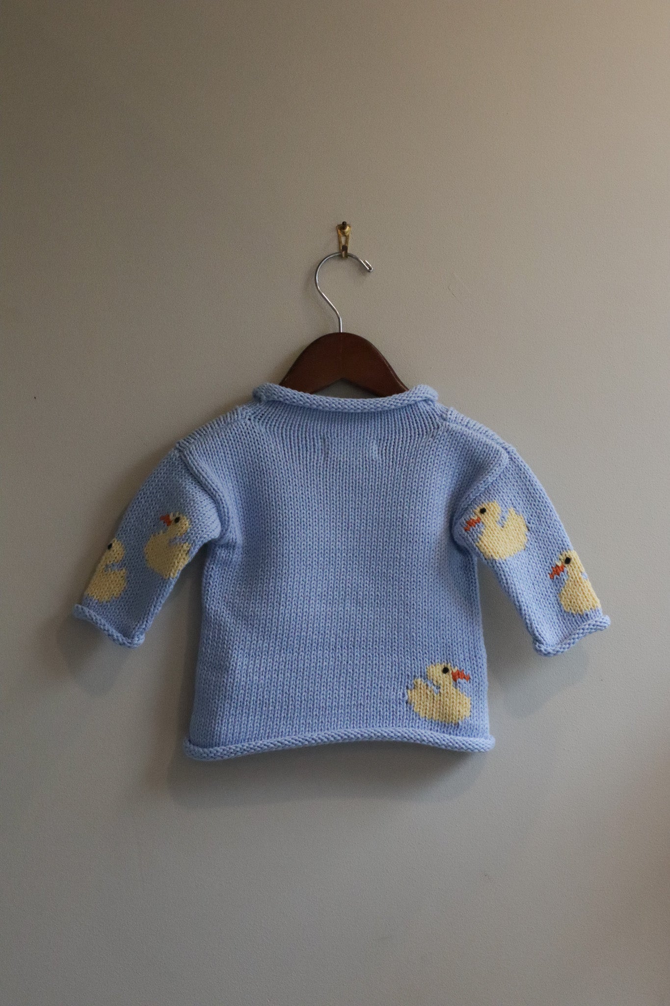 Roll Neck Ducks All Over Sweater Blue
