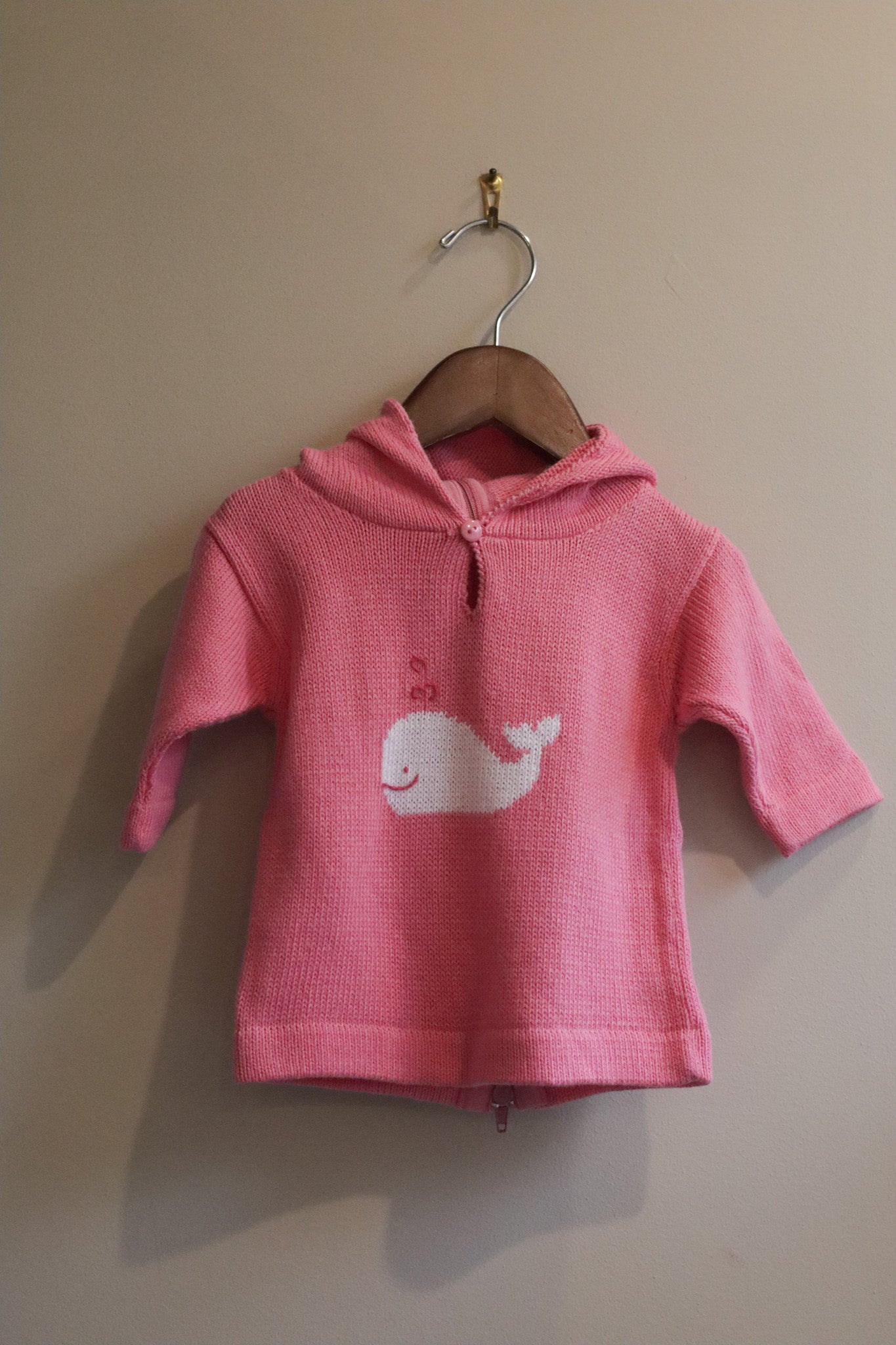 Hooded Backzip Whale Sweater Pink
