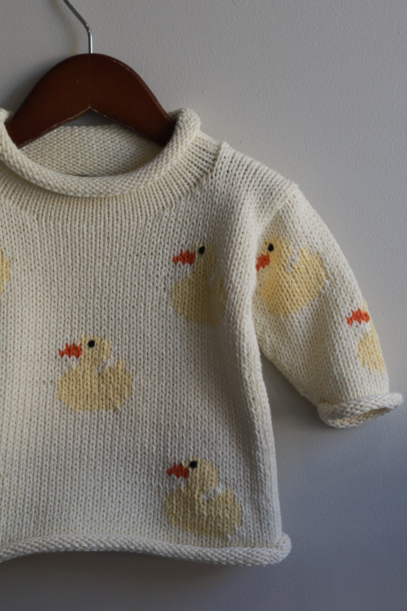 Roll Neck Ducks All Over Sweater Cream