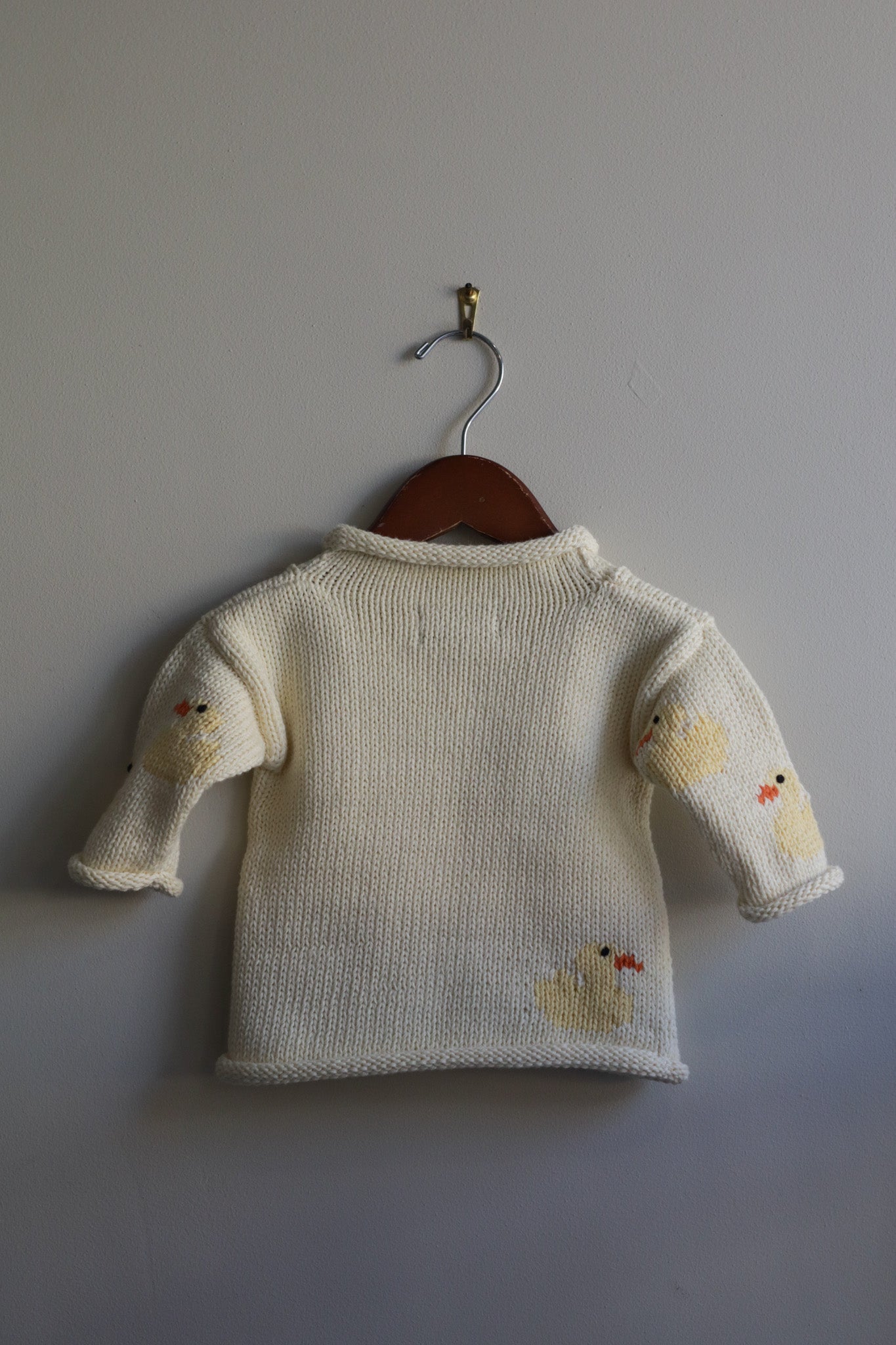 Roll Neck Ducks All Over Sweater Cream