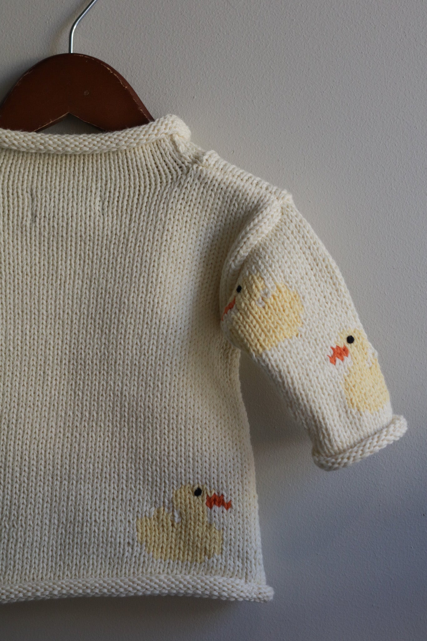 Roll Neck Ducks All Over Sweater Cream