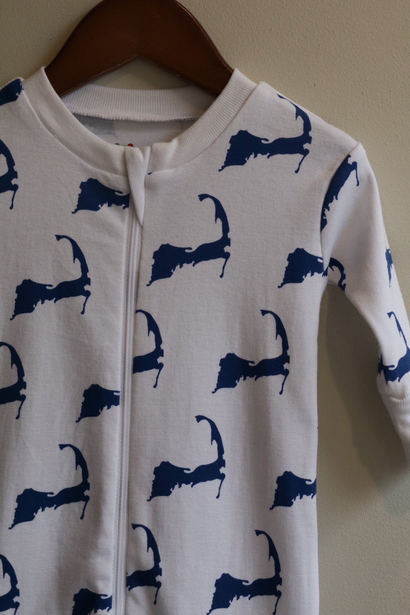 Cape Cod Map Footie Pajamas Blue