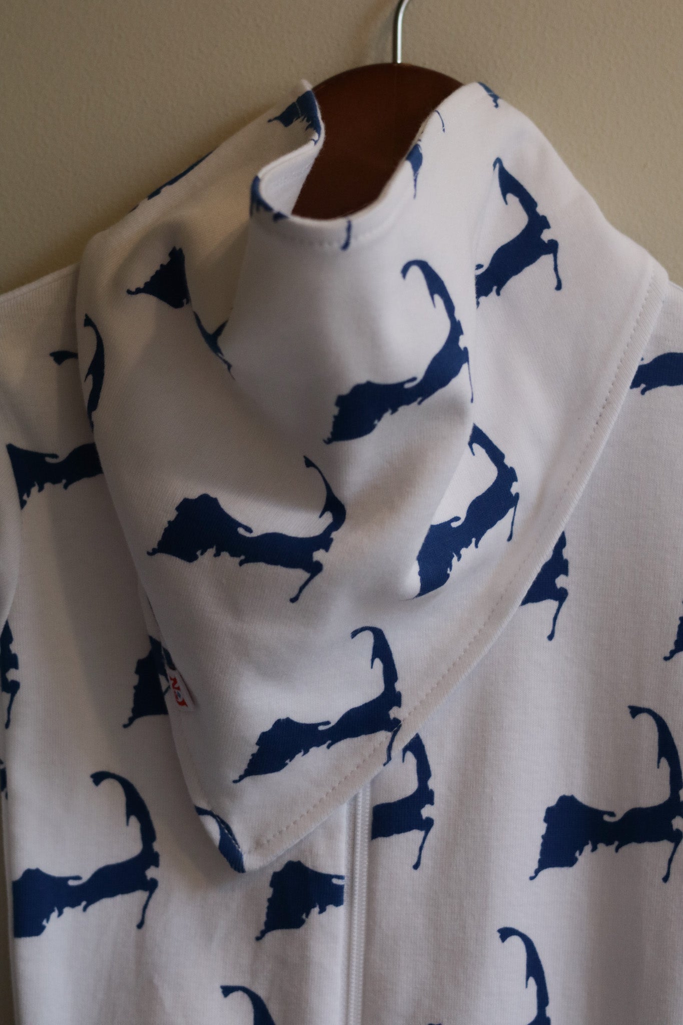Cape Cod Map Footie Pajamas Blue