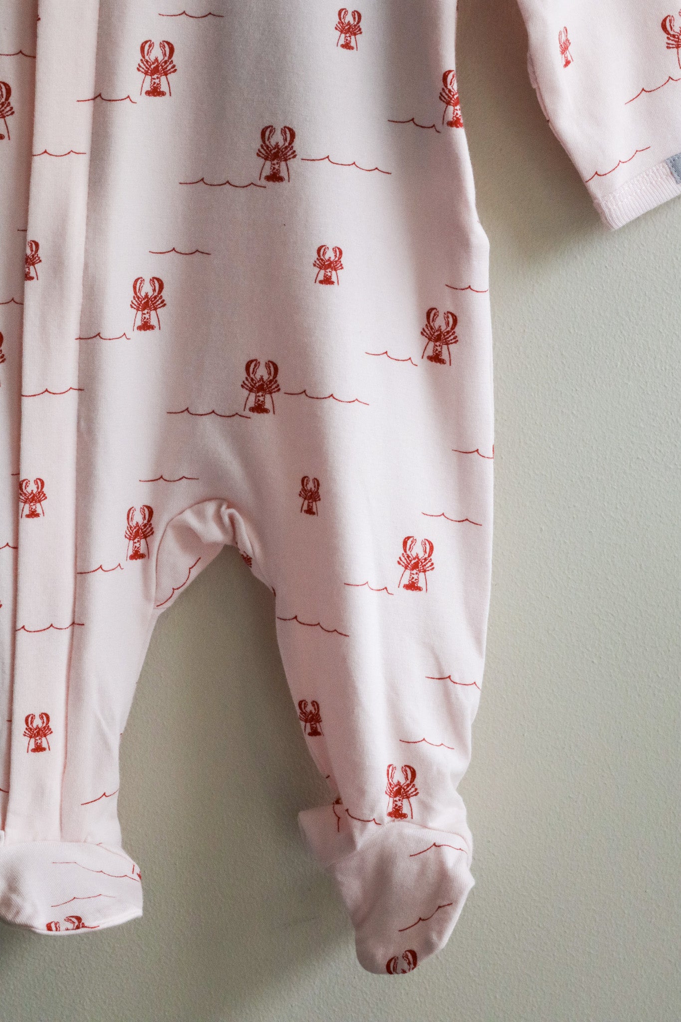 Cotton Modal Zipper Footie Lobsters Pink