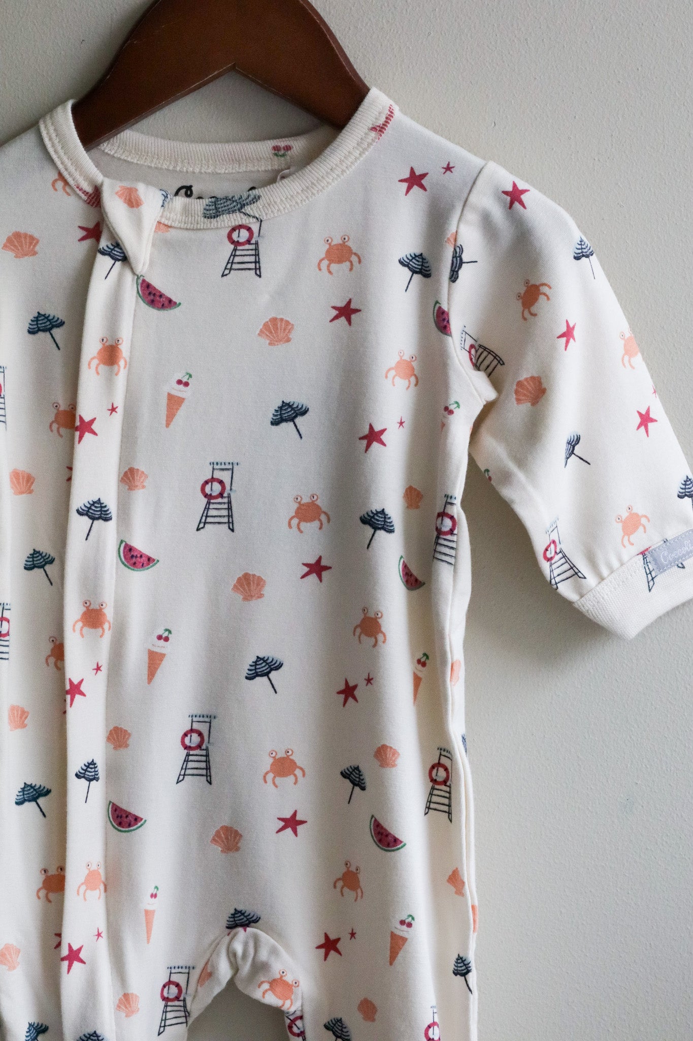 Cotton Modal Zipper Footie Beach on Whisper