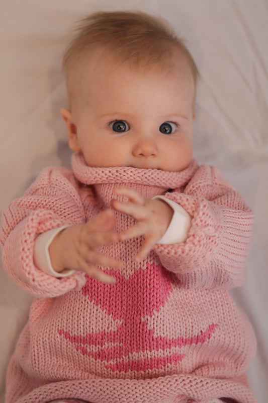 Roll Neck Whale Tail Sweater Pink
