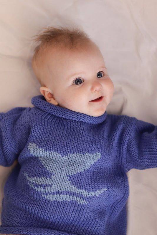 Roll Neck Whale Tail Sweater Purple