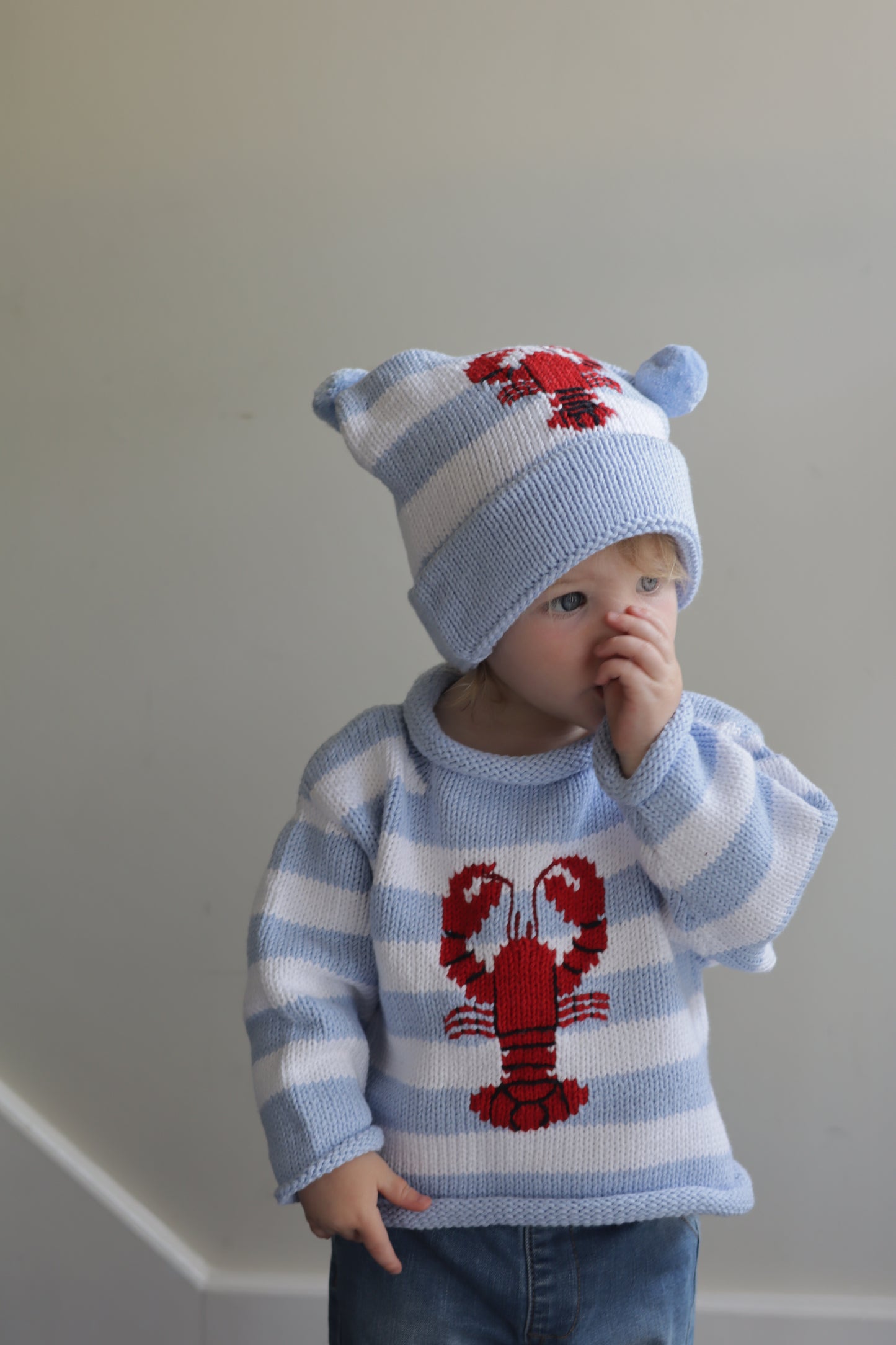 Striped Lobster Pom Pom Hat