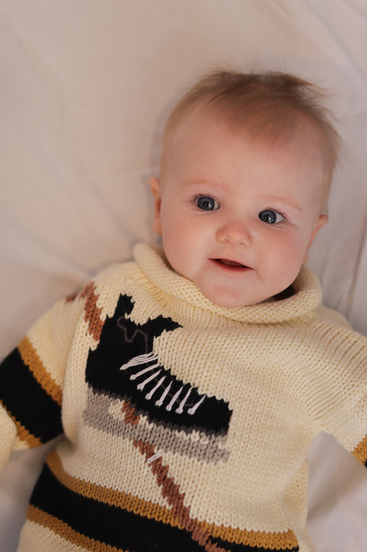 Roll Neck Hockey Sweater Black & Gold