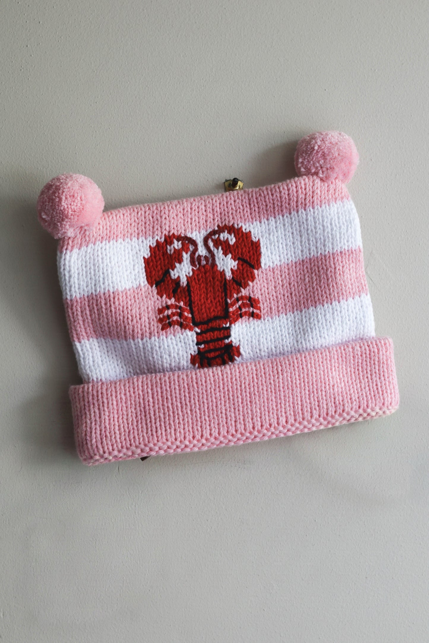 Striped Lobster Pom Pom Hat