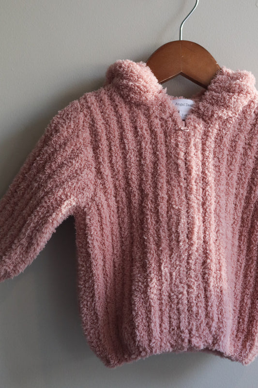 Chenille Hooded Jacket with Striped Texture