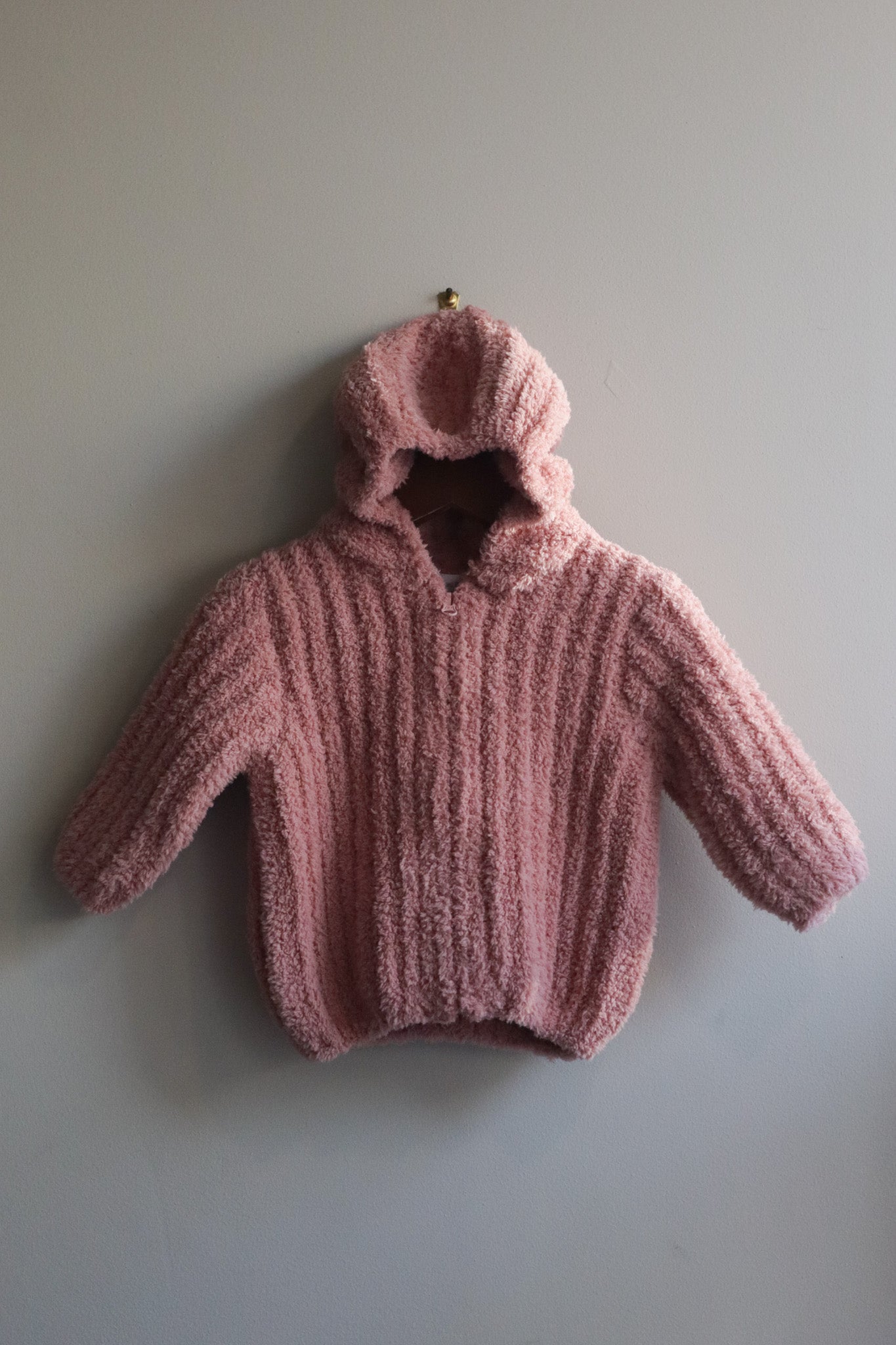 Chenille Hooded Jacket with Striped Texture