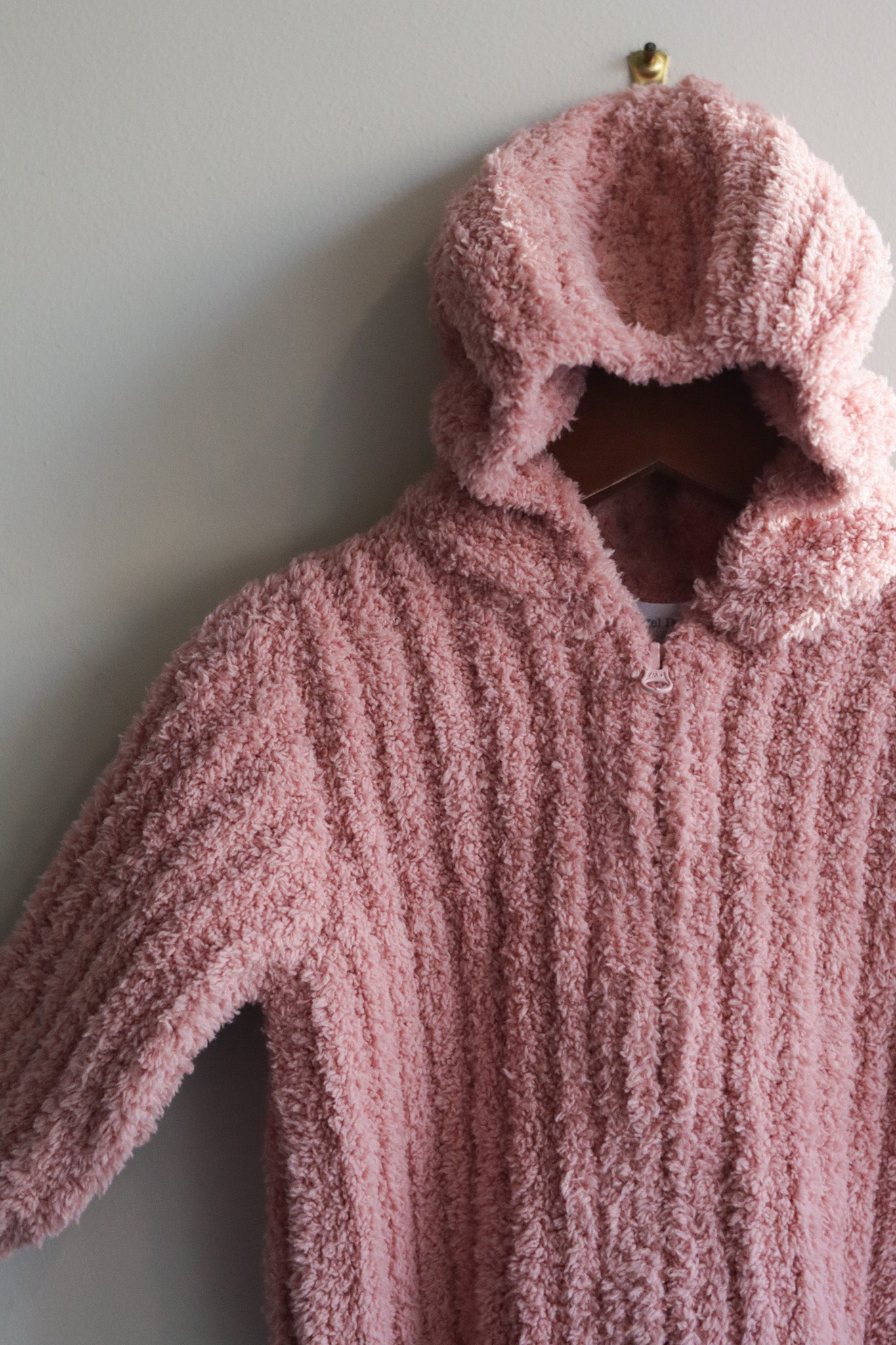 Chenille Hooded Jacket with Striped Texture