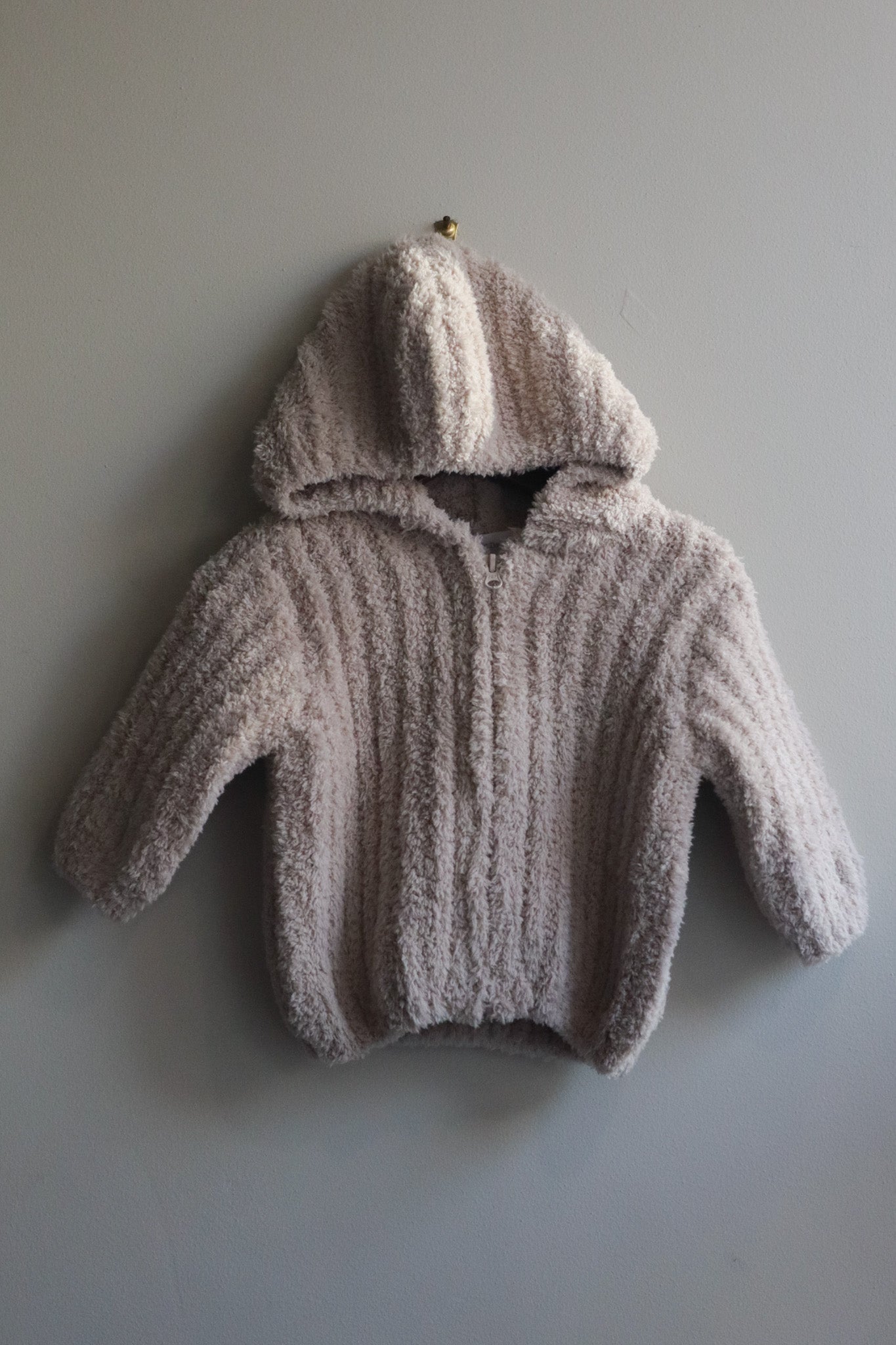 Chenille Hooded Jacket with Striped Texture