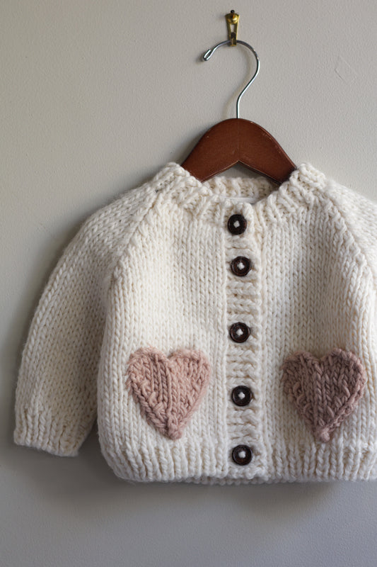 Heart Cardigan, Blush