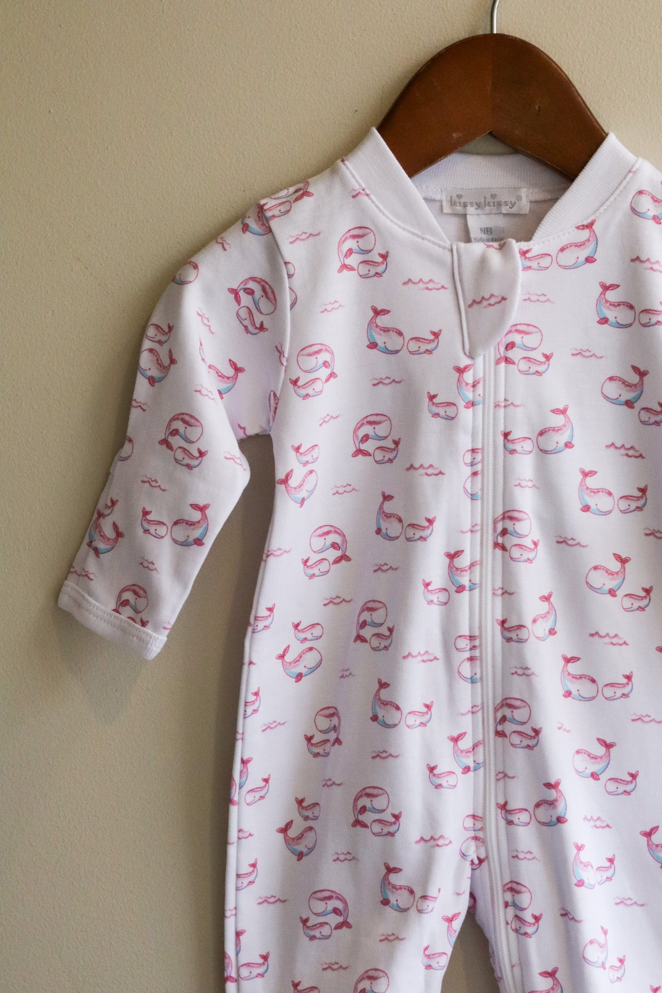 Whale Pods Footie Pink