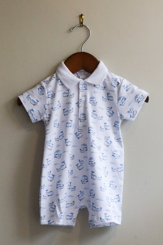Short Playsuit Whale Pods Blue