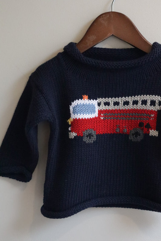 Roll Neck Fire Truck Sweater