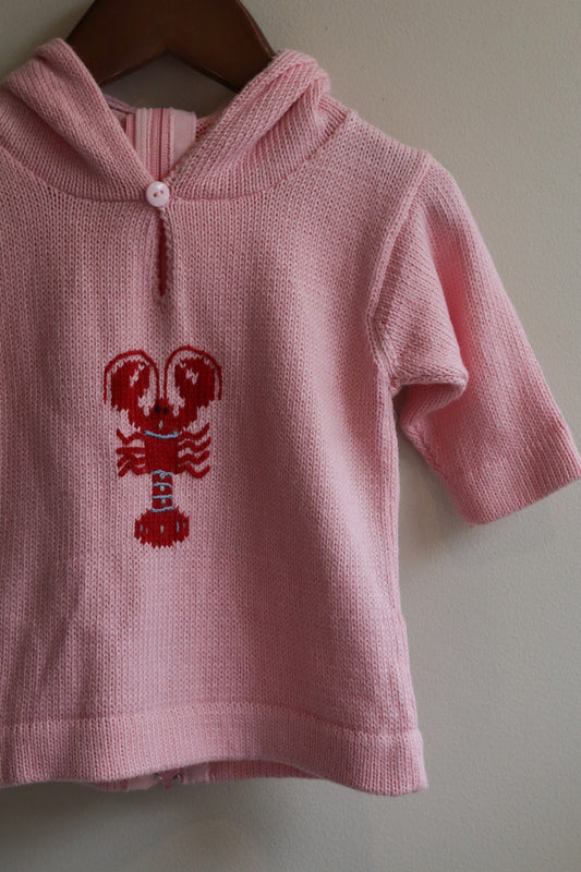 Hooded Backzip Lobster Sweater Pink