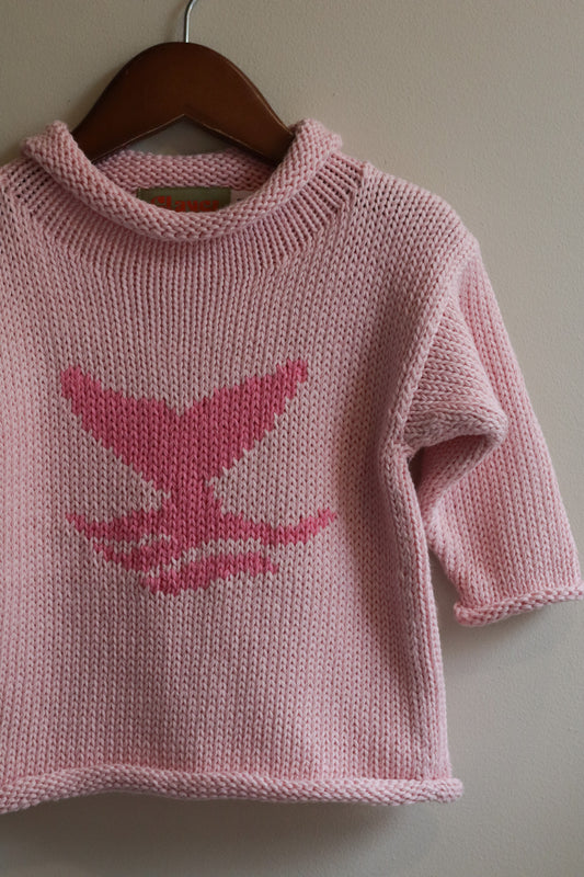 Roll Neck Whale Tail Sweater Pink