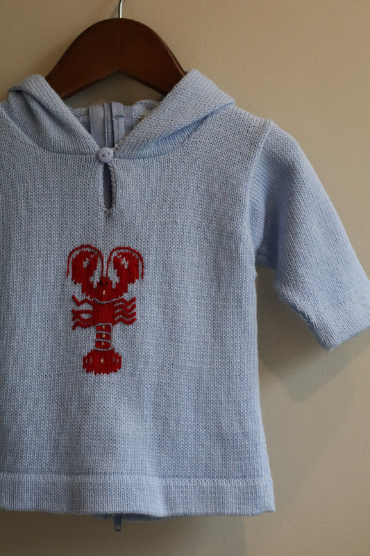 Hooded Backzip Lobster Sweater Blue