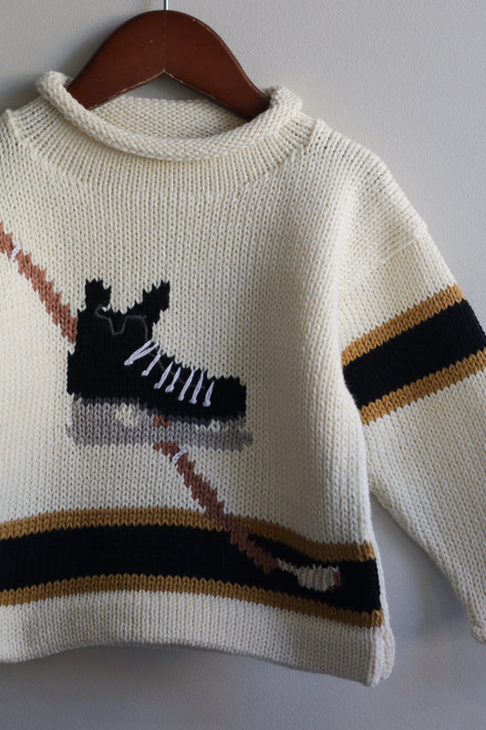 Roll Neck Hockey Sweater Black & Gold