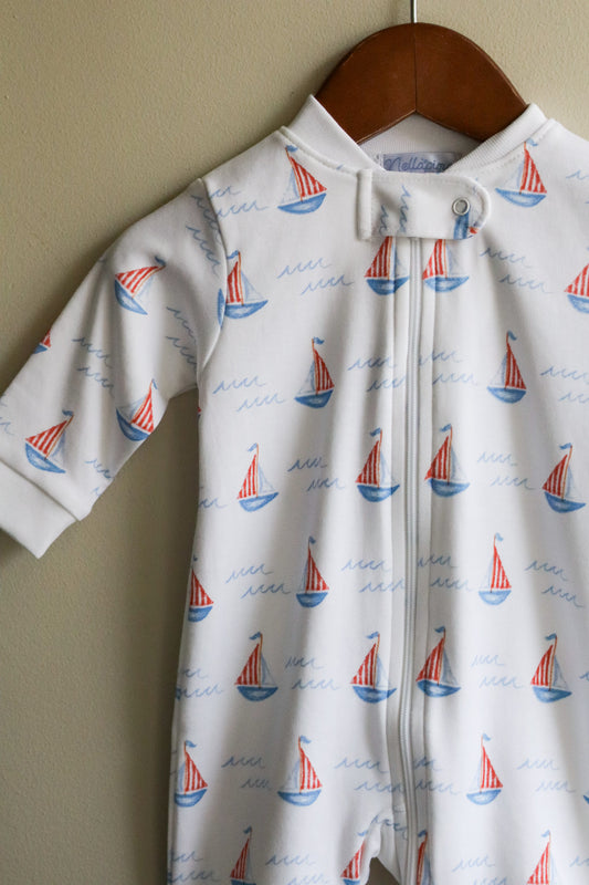 Sailboats Zipper Footie