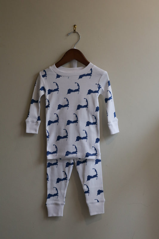 Cape Cod Map Two Piece Pajamas Blue