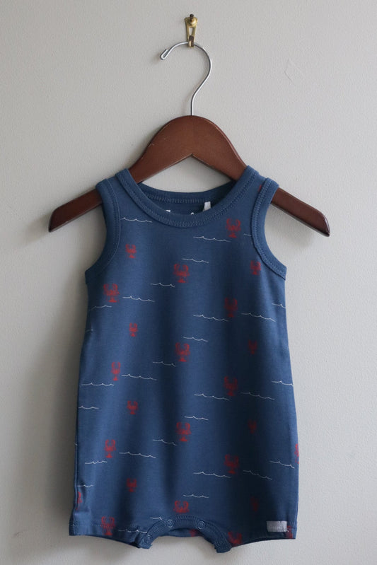 Cotton Modal Romper Lobsters Blue