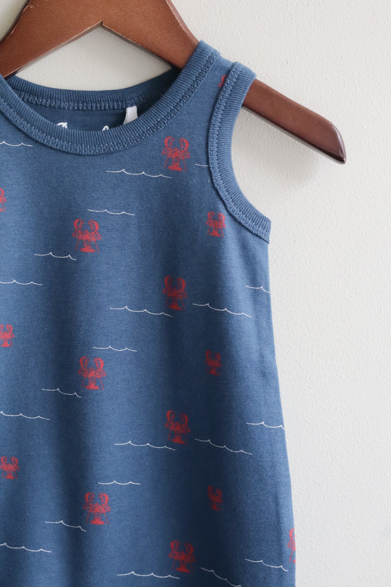 Cotton Modal Romper Lobsters Blue