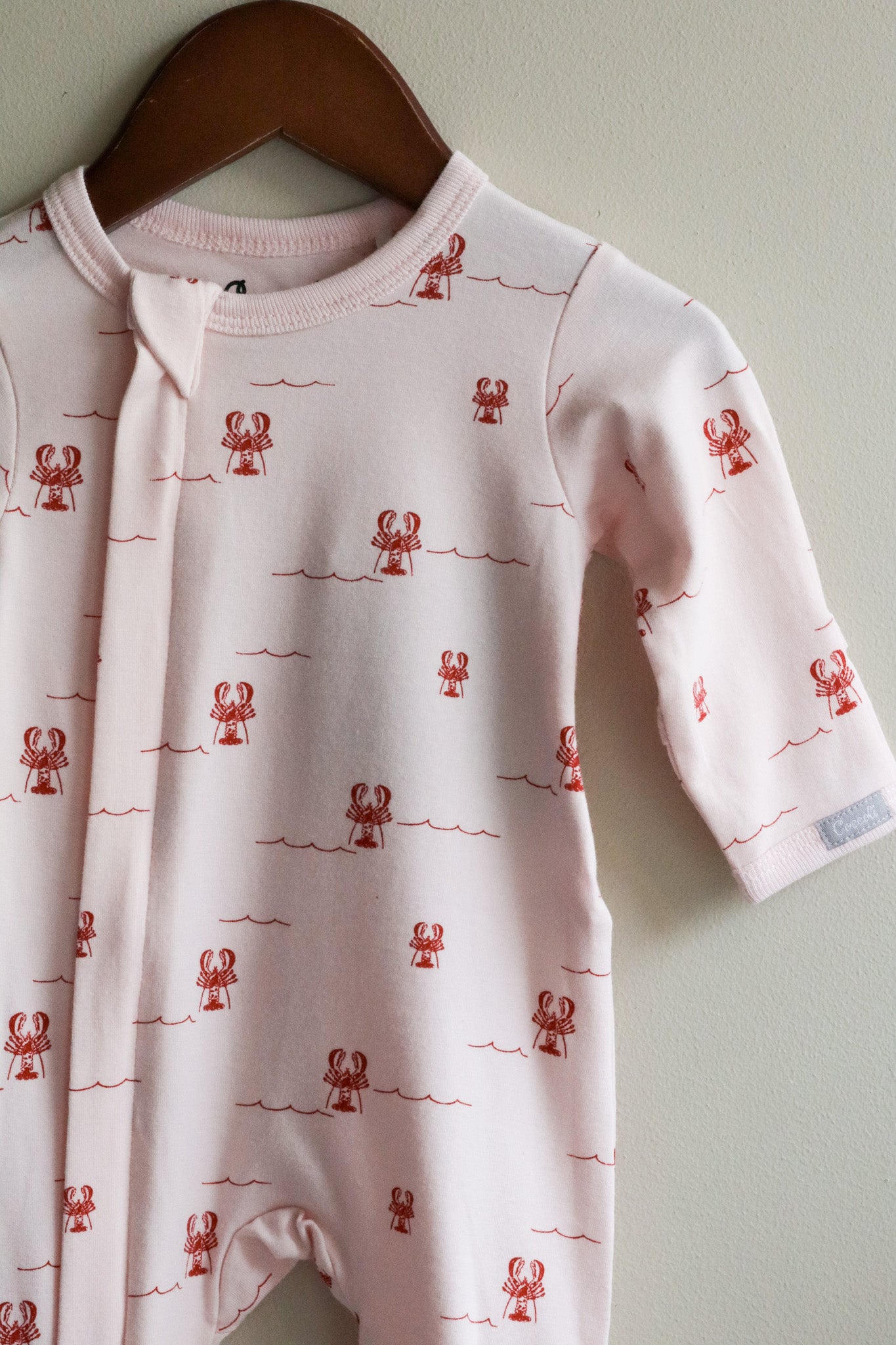 Cotton Modal Zipper Footie Lobsters Pink
