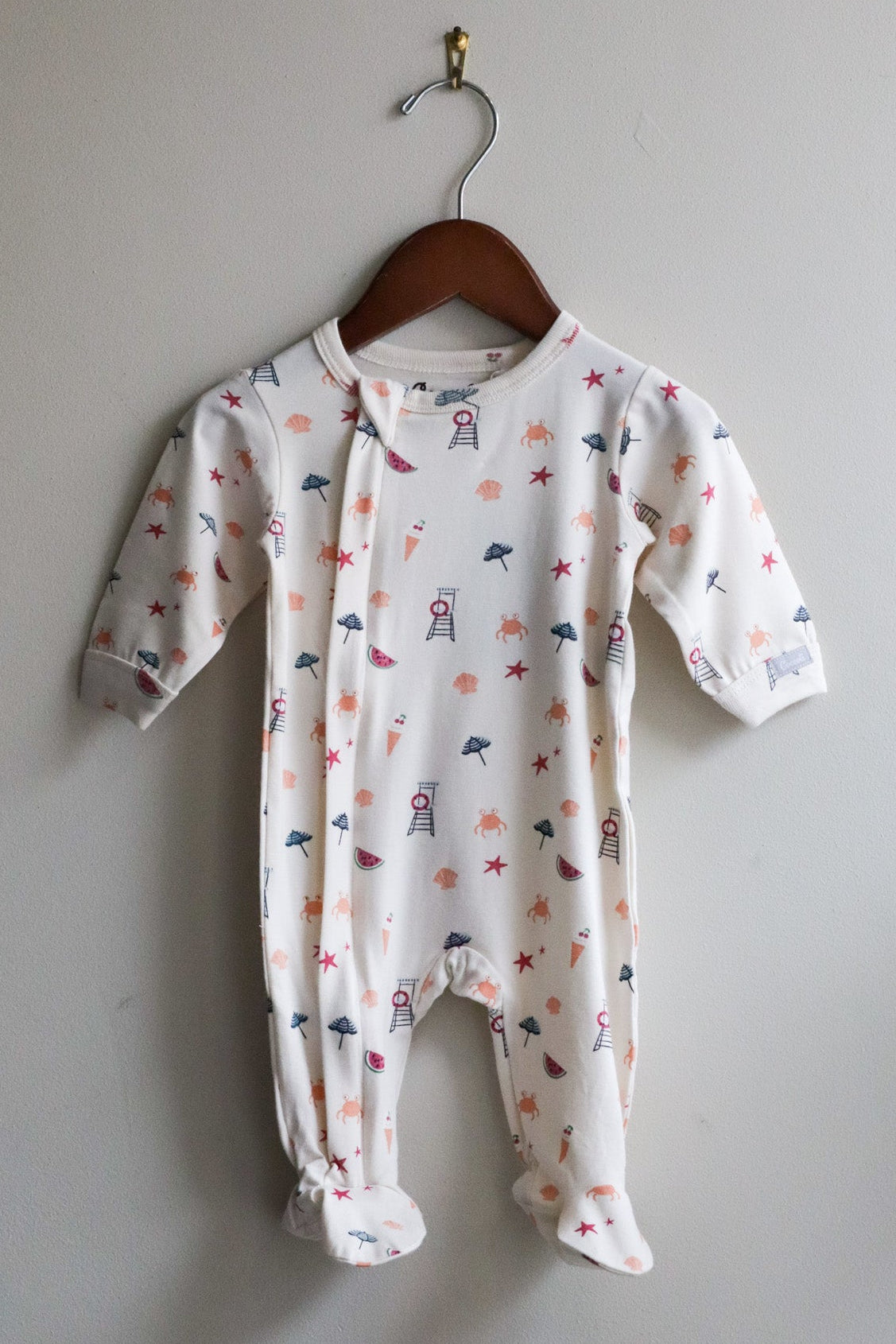 Cotton Modal Zipper Footie Beach on Whisper
